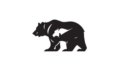 Bear silhouette vector illustration on white background. Vector illustration. 