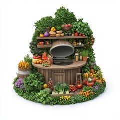 Vibrant vegetable stand with fresh produce