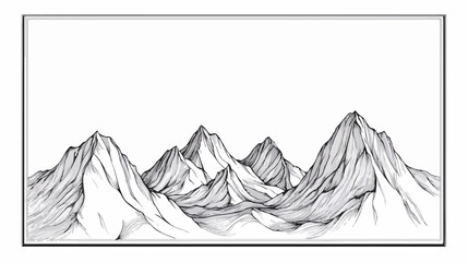 Geometric Mountain Shapes Brush Doodle Flat Vector Illustration