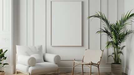 Elegant Minimalist Living Room Interior Design Mockup