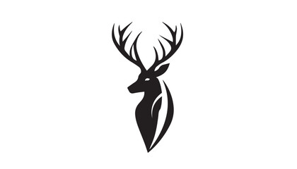 Obraz premium Black deer silhouette on white background. Deer silhouette vector. Animal silhouette. Deer vector Illustration. 