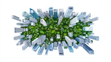 Fototapeta premium Aerial view of modern city with greenery.