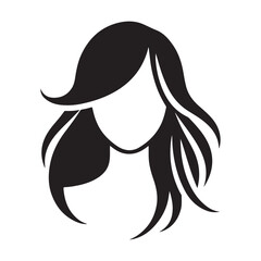 woman hair silhouette, vector illustration, logo style, vector style, on white background,  beauty brand logo 