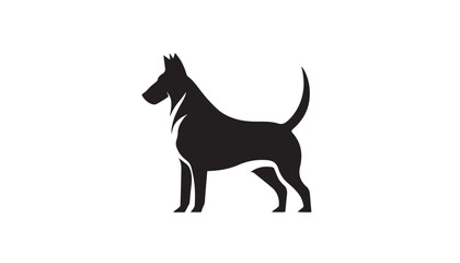Dog silhouette. Vector illustration of dog silhouette. Vector black silhouette of a dog isolated on a white background.