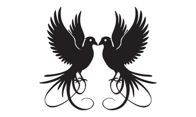 Obraz premium Flying birds silhouettes isolated on white background, vector. Set of flying birds, illustration.