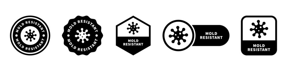 Mold Resistant - vector signs for product information label.