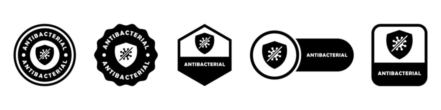 Antibacterial - vector signs for information label.
