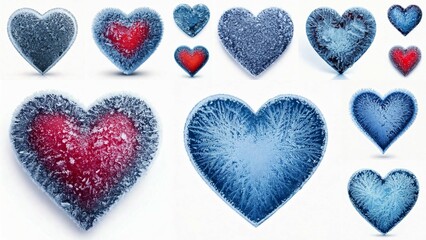 Set of  Frozen heart isolated on white background