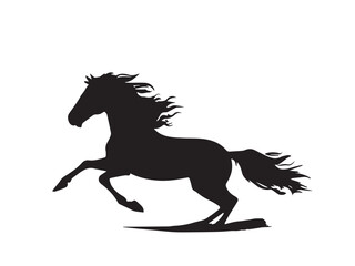 Black horse silhouette isolated on white background. Black horse silhouette vector illustration. 