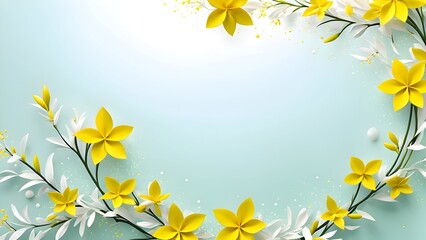 Obraz premium A minimalist and calm 3D Forsythia abstract design representing the freshness of spring.