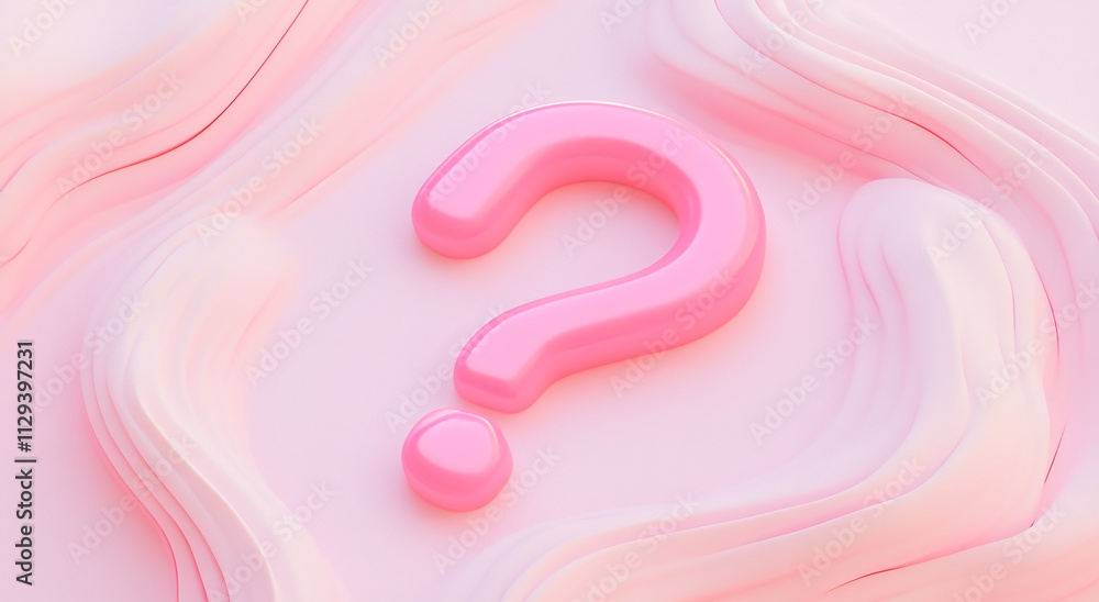 Poster Creative use of pink question mark on abstract pink background evokes curiosity and wonder in modern design