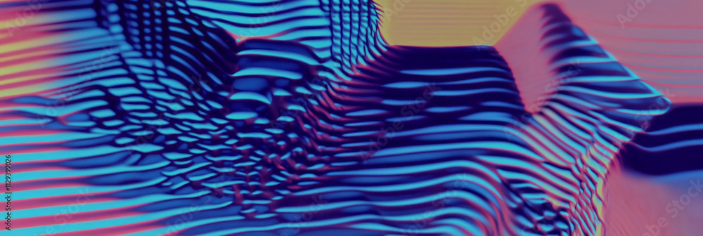 Poster a blue and pink abstract background with a wavy pattern