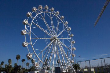 large Ferris wheel, view from below