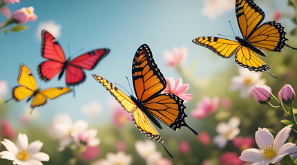 butterflies and flowers