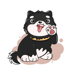 Cute doggy lifts its paw kawaii illustration. Animal kawaii Characters