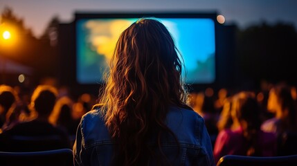 A group of people gathered together to enjoy a movie