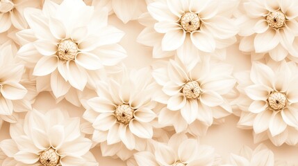 A serene face emerges from a backdrop of rich, textured dahlias in warm sepia tones, creating a harmonious blend of nature and human expression