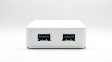 USB socket charger with dual ports on a clean white background for powering smartphones and electronic devices at home or office.