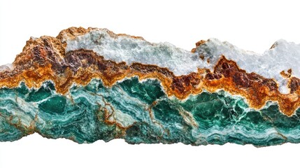 Obraz premium Fuchsite mineral rock from Brazil showcasing vibrant green and brown hues isolated on a clean white background for natural beauty display