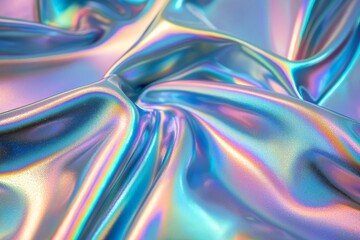 Colorful Iridescent Satin Fabric Close-Up
