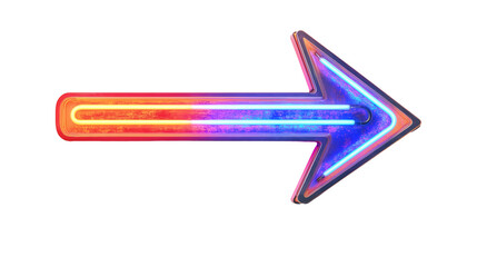 glowing neon arrow pointing  right isolated on transparent background