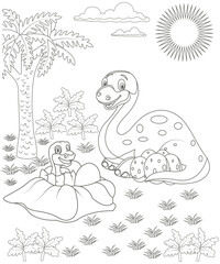 Unique Dinosaur coloring page for kids and adults. Dinosaur coloring page for children © SafaeatShakil