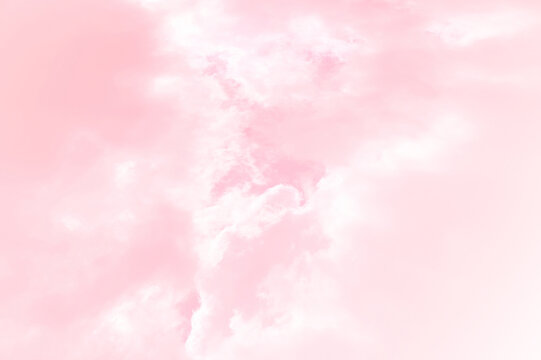 Pink sky with white clouds. valentine's day sweet dream background love and happiness
