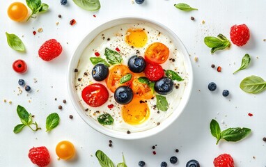 Food on bright white background