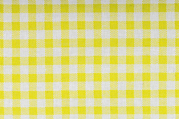 Yellow and white checkered, pattern, design, cotton fabric for sewing, texture background