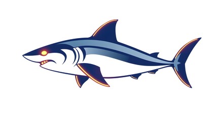 neon lights form an abstract representation of a shark
