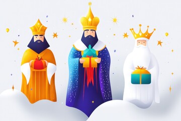 Generative AI Online Banner for Three Kings Day Celebration Cartoon Style Festive Atmosphere