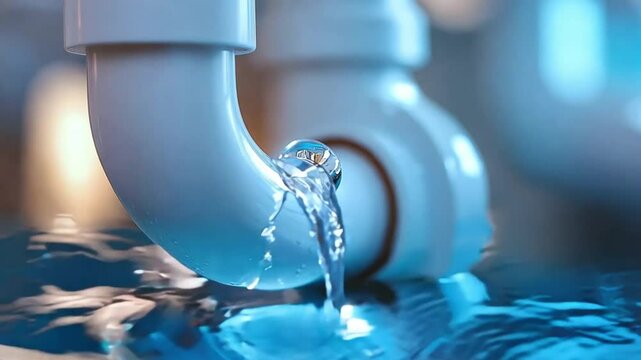 A close-up shot of a leaky pipe dripping water.