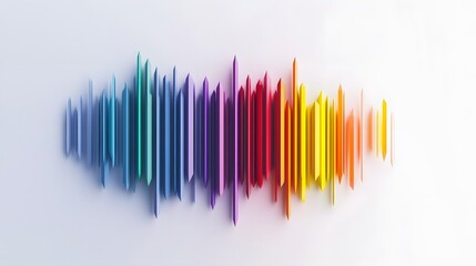 A colorful set of pencils arranged in a gradient pattern on a plain white background.