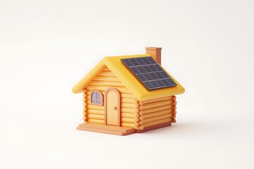 3d cartoon icon of solar panels on a house