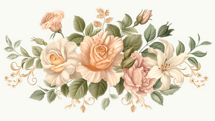 Fototapeta premium Elegancia Clásica: Estampado Victoriano Floral