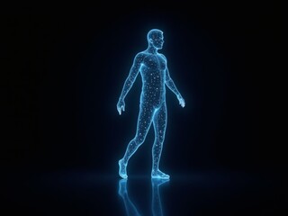 hologram illustration of anatomy with connected lines and dots
