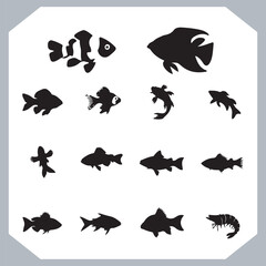 Creative Collection of Fish Silhouette Logotype Icons for Modern and Elegant Logo Design in white background