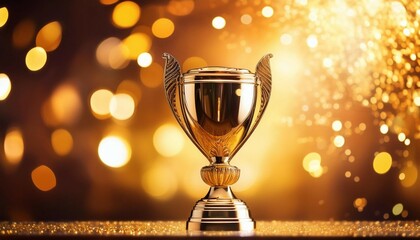 sparkling grammy trophy in festive lighting with golden bokeh