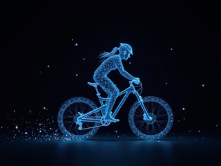 hologram illustration of a mountain bike athlete