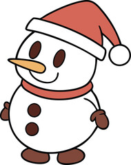  A cheerful snowman with a red hat and scarf, perfect for winter-themed designs and holiday greetings