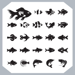 Creative Collection of Fish Silhouette Logotype Icons for Modern and Elegant Logo Design in white background