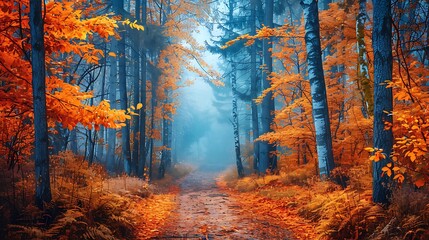 Fototapeta premium Autumn trees in forest