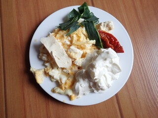 portion of warm mixed vegetable salad
