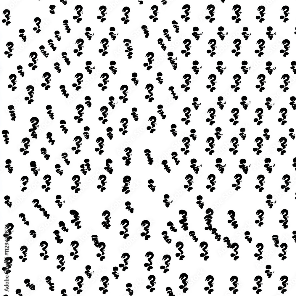 Poster Patterns of question marks create a striking visual design for modern art interpretation