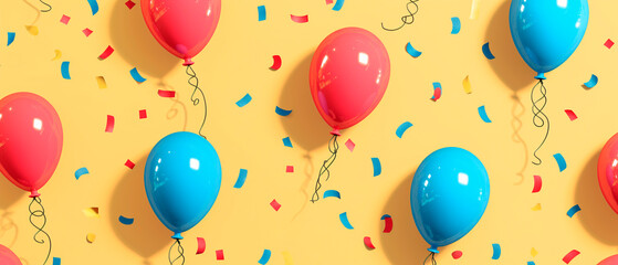 Celebración en Colores: Globos y Confeti de Fiesta