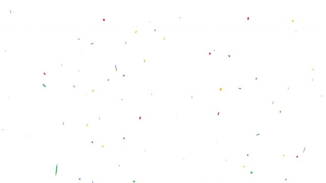 Colourful confetti party popper explosions on white backgrounds, 4K greeting animation