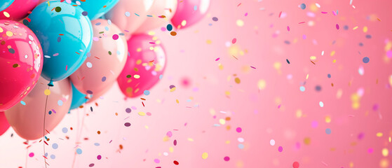 Celebración en Colores: Globos y Confeti de Fiesta