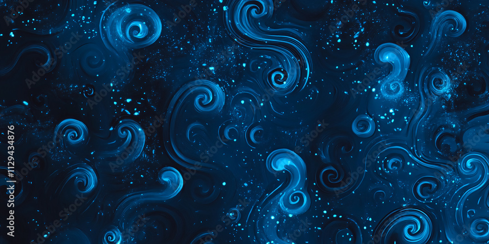 Poster Abstract blue swirling patterns create a mesmerizing and dynamic atmosphere ideal for creative designs or backgrounds