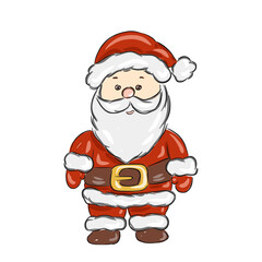 Hand drawn Santa Claus design featuring a jolly expression and festive clothing for Christmas. vector illustration