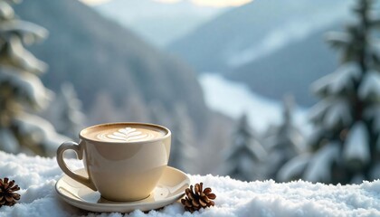 Beautiful scene that transmits peace and tranquility with a cup of delicious coffee